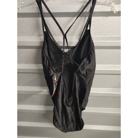 Speedo Womens Swimsuit One Piece Crossback Large Black NWT - Picture 2 of 5